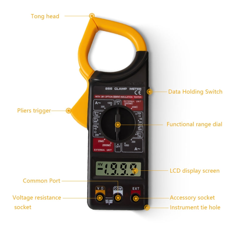 ANENG 266X Automatic High-Precision Clamp Multimeter with Buzzer (Yellow) - free shipping - PMC Jewellery - Order now!
