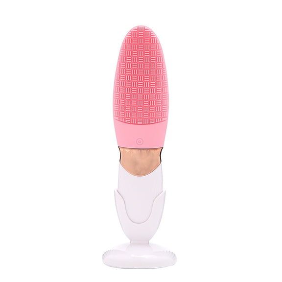 CNaier AE-618 Battery-powered Silicone Acoustic Wave Face Skin Care Electric Facial Cleanser (Pink)