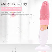 CNaier AE-618 Battery-powered Silicone Acoustic Wave Face Skin Care Electric Facial Cleanser (Pink)