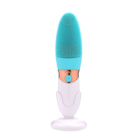 CNaier AE-618 Battery-powered Silicone Acoustic Wave Face Skin Care Electric Facial Cleanser (Blue)