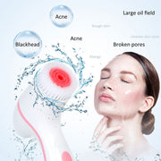 CNaier AE-868 Battery-powered Silicone Ultrasonic Vibration Face Skin Care Electric Facial Cleanser (Pink)