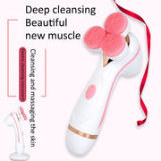 CNaier AE-878 USB Charging Silicone Face Skin Care Electric Facial Cleanser (Pink)