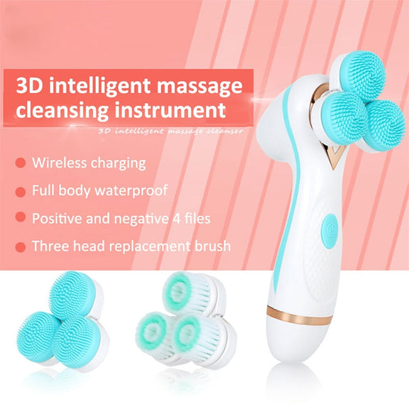 CNaier AE-878 USB Charging Silicone Face Skin Care Electric Facial Cleanser (Pink)