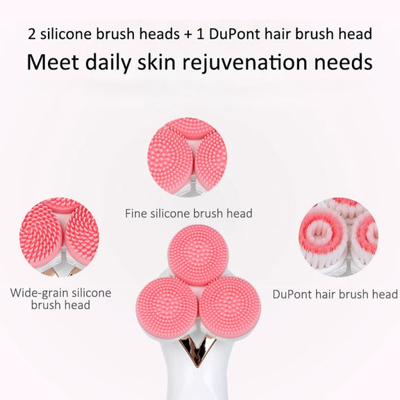 CNaier AE-878 USB Charging Silicone Face Skin Care Electric Facial Cleanser (Pink)