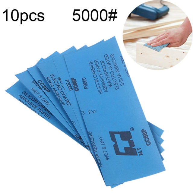 10pcs Grit 5000 Wet And Dry Polishing Grinding Sandpaper，Size: 23 x 9cm (Blue)