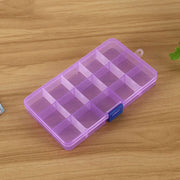 Removable Grid Plastic 15 Slots Box Organizer for Jewelry Earring Fishing Hook Small Accessories(Purple+Blue)