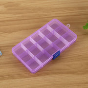 Removable Grid Plastic 15 Slots Box Organizer for Jewelry Earring Fishing Hook Small Accessories(Purple+Blue)