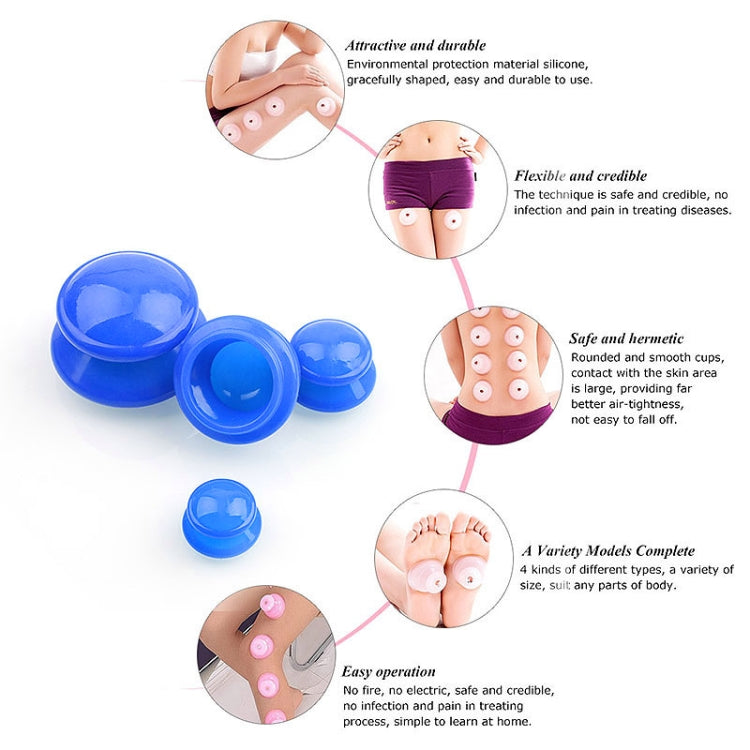 4 Cups / Set Health Care Body Massage Cupping Therapy Anti Cellulite Silicone Vacuum Cups(White)
