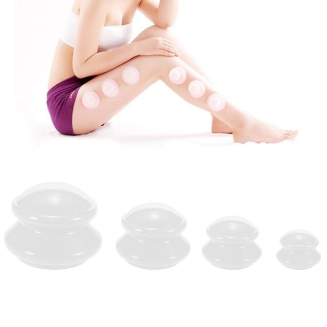 4 Cups / Set Health Care Body Massage Cupping Therapy Anti Cellulite Silicone Vacuum Cups(White)
