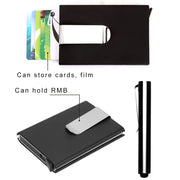 Frosted Antimagnetic Solid Color Credit Card Holder Money Clip Wallet, Size: 10*6.6cm(Black)