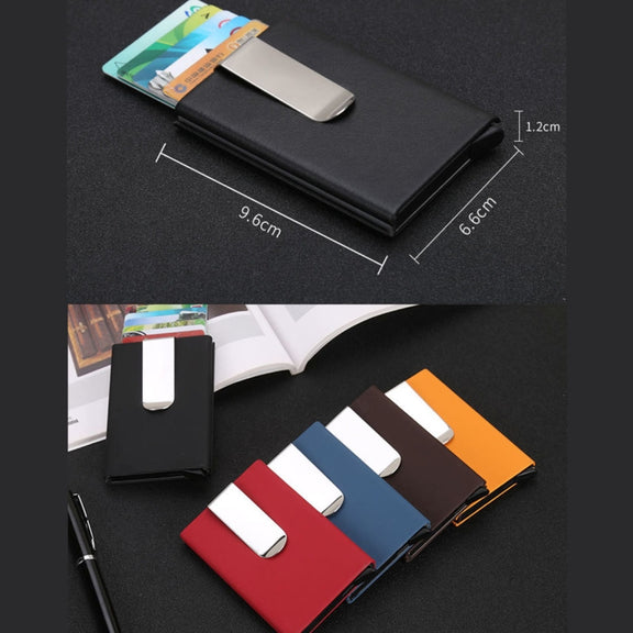 Frosted Antimagnetic Solid Color Credit Card Holder Money Clip Wallet, Size: 10*6.6cm(Black)