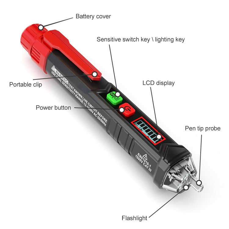 HABOTEST HT100 High-sensitivity LCD Digital Display Sound and Light Alarm Test Pen - Current & Voltage Tester by HABOTEST | Online Shopping South Africa | PMC Jewellery | Buy Now Pay Later Mobicred