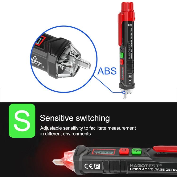 HABOTEST HT100 High-sensitivity LCD Digital Display Sound and Light Alarm Test Pen - Current & Voltage Tester by HABOTEST | Online Shopping South Africa | PMC Jewellery | Buy Now Pay Later Mobicred