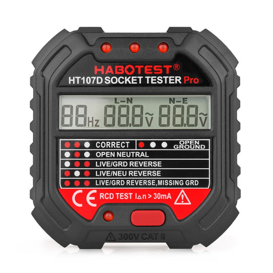 HABOTEST HT107D Multifunctional Digital Display Socket Tester (EU Plug) - Current & Voltage Tester by HABOTEST | Online Shopping South Africa | PMC Jewellery | Buy Now Pay Later Mobicred