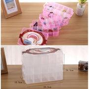 Large Storage Box Three Layer Large 36 Slots Plastic Craft Accessories Beards Jewelry Storage Box Container Home Organizer(Orange)