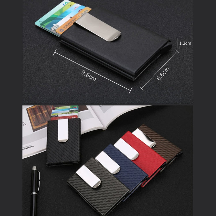 Carbon Fiber Antimagnetic Solid Color Credit Card Holder Money Clip Wallet, Size: 10*6.6cm(Black)