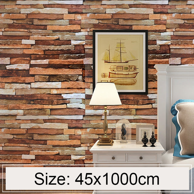 Colorful Shale Creative 3D Stone Brick Decoration Wallpaper Stickers Bedroom Living Room Wall Water-resistant Wallpaper Roll, Size: 45 x 1000cm