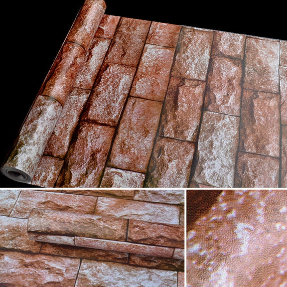 Qi Yunshi Creative 3D Stone Brick Decoration Wallpaper Stickers Bedroom Living Room Wall Water-resistant Wallpaper Roll, Size: 45 x 1000cm
