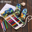 48 Slots Van Gogh Oil Painting Print Pen Bag Canvas Pencil Wrap Curtain Roll Up Pencil Case Stationery Pouch - free shipping - PMC TechLife - Order now!
