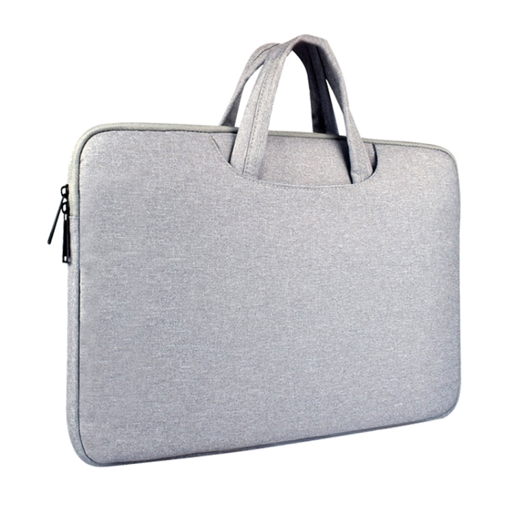 Breathable Wear-resistant Shoulder Handheld Zipper Laptop Bag, For 15.6 inch and Below Macbook, Samsung, Lenovo, Sony, DELL Alienware, CHUWI, ASUS, HP (Grey)