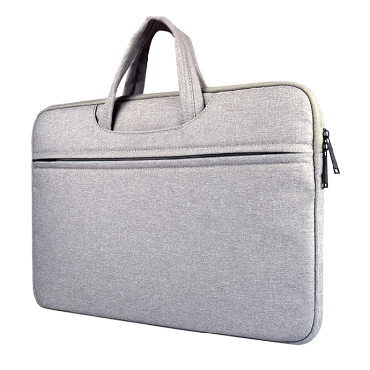 Breathable Wear-resistant Shoulder Handheld Zipper Laptop Bag, For 15.6 inch and Below Macbook, Samsung, Lenovo, Sony, DELL Alienware, CHUWI, ASUS, HP (Grey)