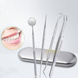 4 in 1 Dental Tool Set (Stainless Steel Probe + Hoe-shaped Dentist + Dental Tweezers + Mouth Mirror) - free shipping - PMC TechLife - Order now!