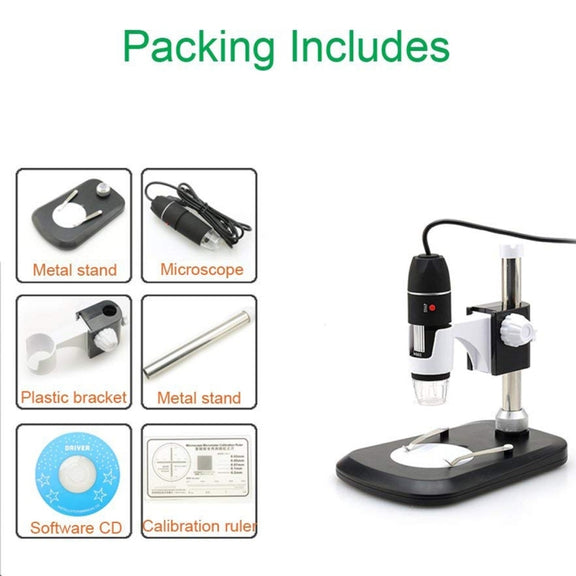 DMS-MDS800 40X-1600X Magnifier 2.0MP Image Sensor USB Digital Microscope with 8 LEDs & Professional Stand