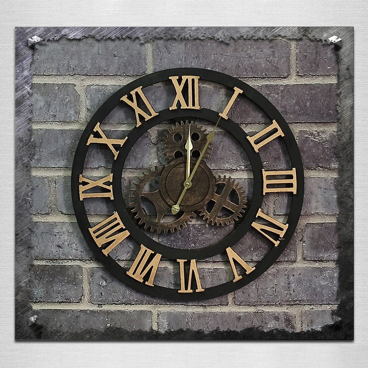 Originality American Industrial Style Wood Vintage Old Gear Wall Clock(Gold) - free shipping - PMC Jewellery - Order now!