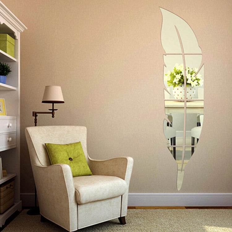 DIY Feather Style Acrylic Mirror Wall Stickers Home Room Mural Decoration Art Wall Sticker, Size: 18*73cm(Silver) - free shipping - PMC TechLife - Order now!