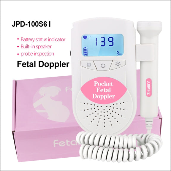 JPD-100S6 I LCD Ultrasonic Scanning Pregnant Women Fetal Stethoscope Monitoring Monitor / Fetus-voice Meter, Complies with IEC60601-1:2006(Pink)