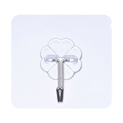 10pcs PVC + Stainless Steel Thick Plum Shape Seamless Adhesive Hook Water-resistant Transparent Strong Stick Hook Kitchen Wall Mount