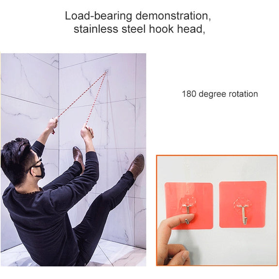 10pcs PVC + Stainless Steel Thick Plum Shape Seamless Adhesive Hook Water-resistant Transparent Strong Stick Hook Kitchen Wall Mount