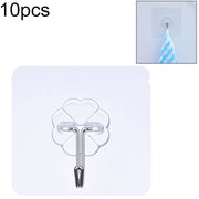 10pcs PVC + Stainless Steel Thick Plum Shape Seamless Adhesive Hook Water-resistant Transparent Strong Stick Hook Kitchen Wall Mount