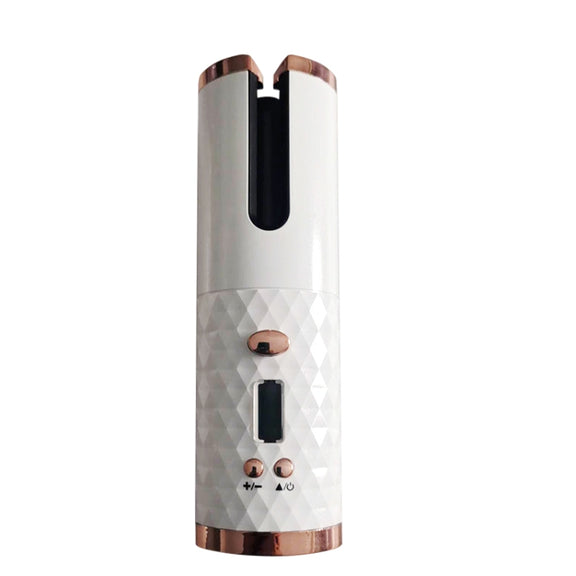 USB Charging Automatic Hair Curler Portable Mini Wireless Multi-function Curling Iron with LCD Display (White)