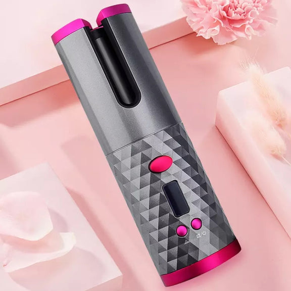 USB Charging Automatic Hair Curler Portable Mini Wireless Multi-function Curling Iron with LCD Display (White)