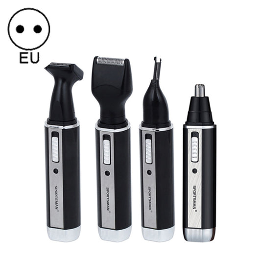 SPORTSMAN Four-in-one Rechargeable Ear Nose Trimmer Electric Shaver Beard Face Eyebrows Hair Trimmer For Men, EU Plug(Black, 220V) - free shipping - PMC Jewellery - Order now!