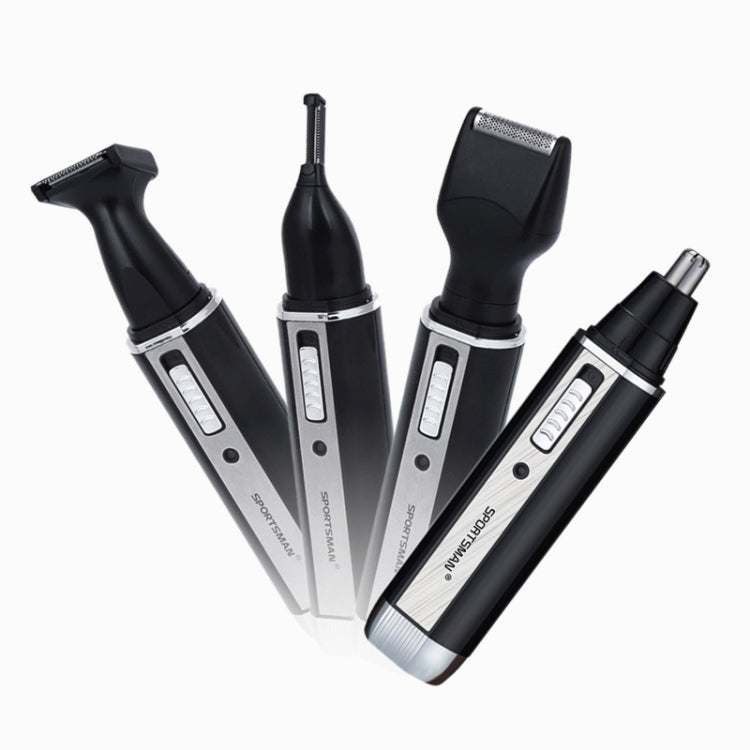 SPORTSMAN Four-in-one Rechargeable Ear Nose Trimmer Electric Shaver Beard Face Eyebrows Hair Trimmer For Men, EU Plug(Black, 220V) - free shipping - PMC TechLife - Order now!