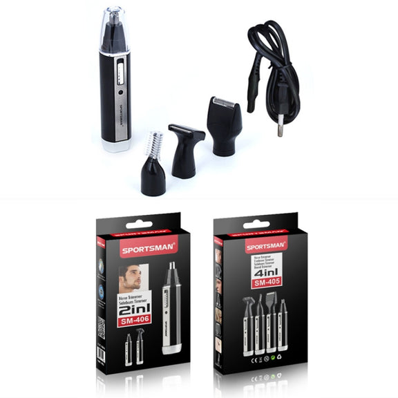 SPORTSMAN Four-in-one Rechargeable Ear Nose Trimmer Electric Shaver Beard Face Eyebrows Hair Trimmer For Men, EU Plug(Black, 220V)