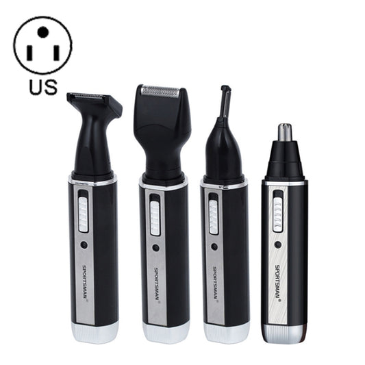 SPORTSMAN Four-in-one Rechargeable Ear Nose Trimmer Electric Shaver Beard Face Eyebrows Hair Trimmer For Men, US Plug(Black, 110V) - free shipping - PMC Jewellery - Order now!