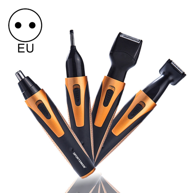 SPORTSMAN Four-in-one Electric Rechargeable Ear Nose Trimmer Beard Face Shaver Eyebrows Hair Trimmer For Men, EU Plug(gold) - free shipping - PMC Jewellery - Order now!
