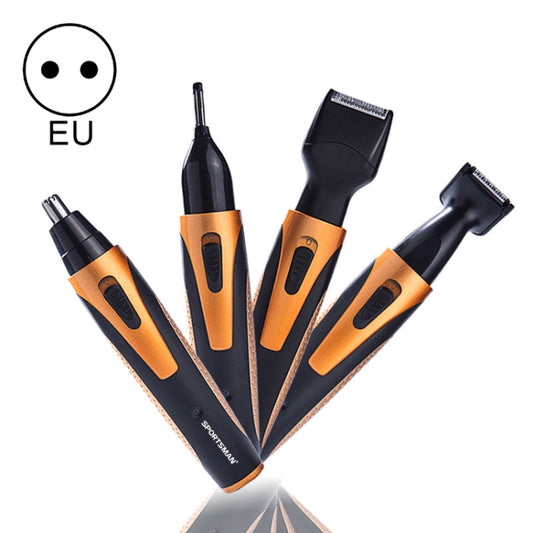 SPORTSMAN Four-in-one Electric Rechargeable Ear Nose Trimmer Beard Face Shaver Eyebrows Hair Trimmer For Men, EU Plug(gold) - free shipping - PMC Jewellery - Order now!