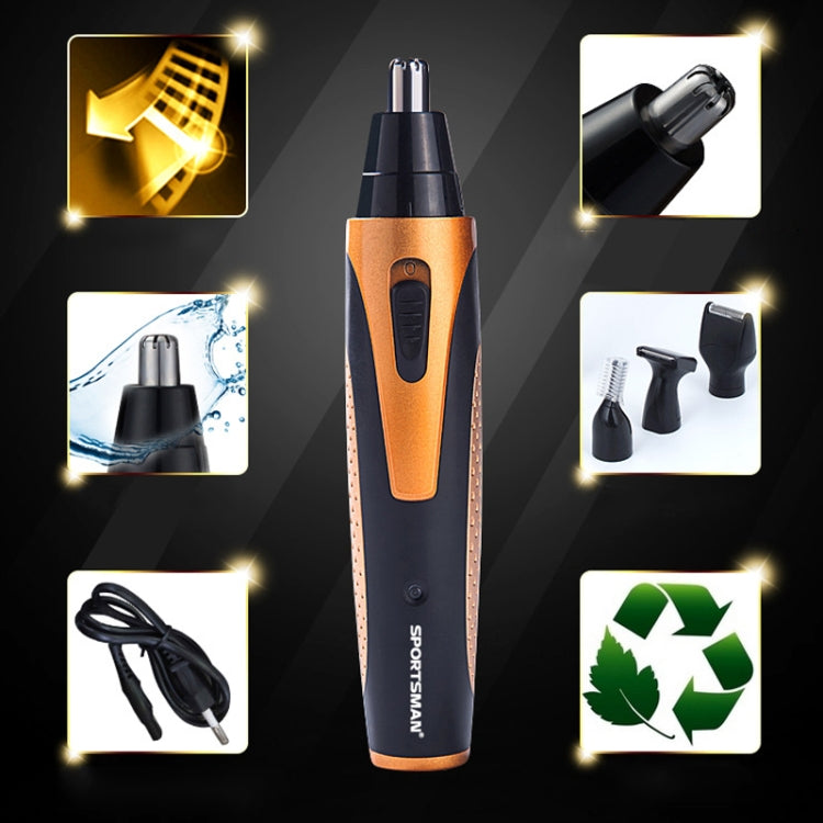 SPORTSMAN Four-in-one Electric Rechargeable Ear Nose Trimmer Beard Face Shaver Eyebrows Hair Trimmer For Men, EU Plug(gold) - free shipping - PMC Jewellery - Order now!