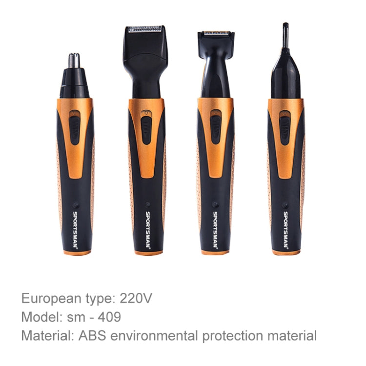 SPORTSMAN Four-in-one Electric Rechargeable Ear Nose Trimmer Beard Face Shaver Eyebrows Hair Trimmer For Men, EU Plug(gold) - free shipping - PMC Jewellery - Order now!
