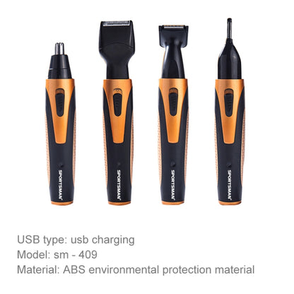 SPORTSMAN Four-in-one USB Rechargeable Ear Nose Trimmer Beard Face Shaver Eyebrows Hair Trimmer For Men(gold USB type) - free shipping - PMC Jewellery - Order now!