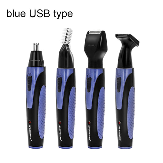 SPORTSMAN Four-in-one USB Rechargeable Ear Nose Trimmer Beard Face Shaver Eyebrows Hair Trimmer For Men(blue USB type) - free shipping - PMC Jewellery - Order now!