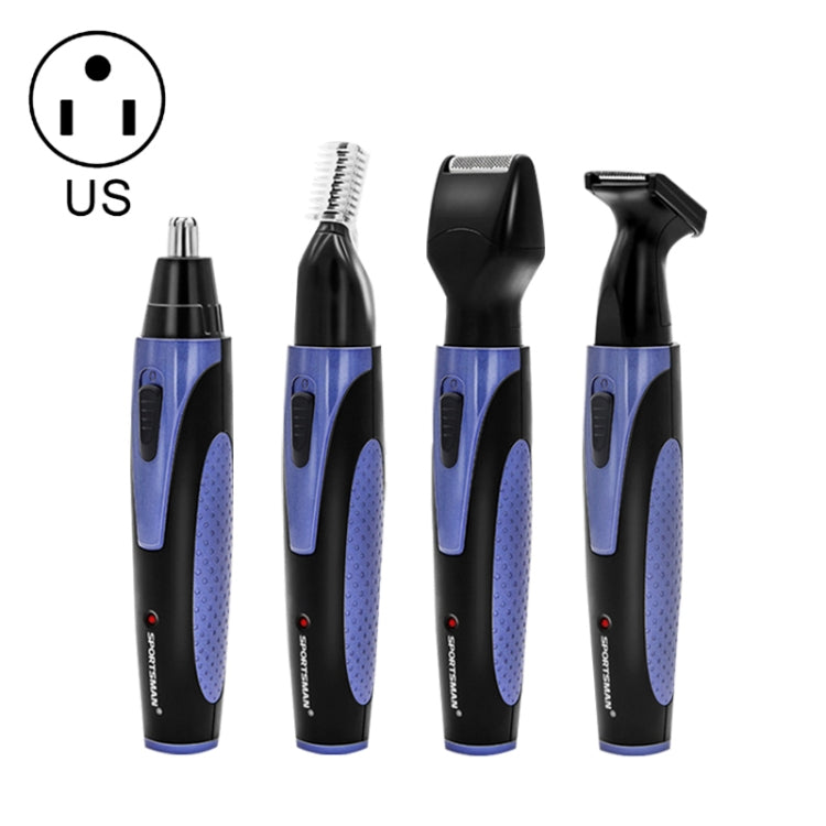 SPORTSMAN Four-in-one Electric Rechargeable Ear Nose Trimmer Beard Face Shaver Eyebrows Hair Trimmer for Men, US Plug(blue 110v) - free shipping - PMC Jewellery - Order now!