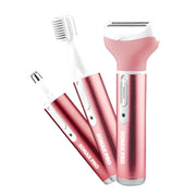 220V 3 In 1  Water Proof Rechargeable Vibrissa Eyebrows Trimmer Body Hair Denuding Machine Set, EU Plug(Pink)
