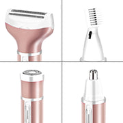 4 In 1  USB Rechargeable Vibrissa Eyebrows Trimmer Body Hair Denuding Machine Set(Rose Gold)