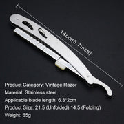 Vintage Manual Razor Blade Holder Shaving Eyebrow Chimer Haircut Blade Holder(Silver)