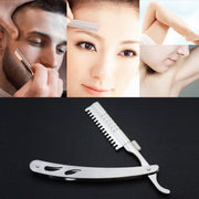Vintage Manual Razor Blade Holder Shaving Eyebrow Chimer Haircut Blade Holder(Silver)